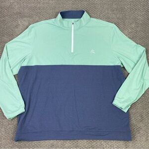 Rhoback Q Zip Pullover Men’s 3XL Blue Green Golf Performance Quarter Zip 1/4